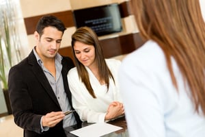 Couple checking their mix of credit